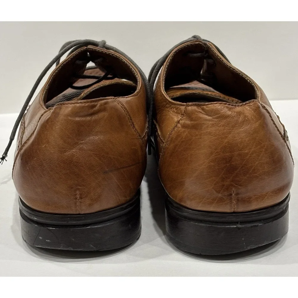 Fratelli Rossetti Men's 10M Brown Woven Leather Lace Up Dress Shoes 3001